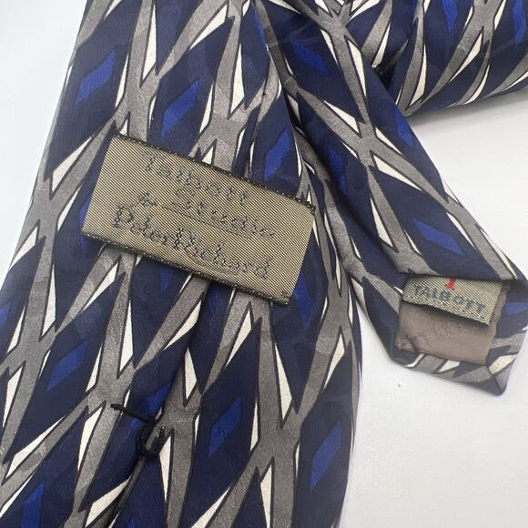 ROBERT TALBOTT STUDIO For Peter Richard Silk Tie ART DECO GEOMETRIC Blue Gray - Picture 3 of 12